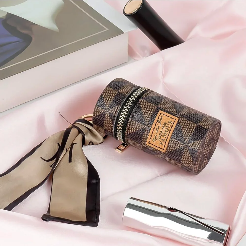Lipstick Case, Mini Leather Lip Gloss Lipstick Organizer, Travel Lipstick Bag wi